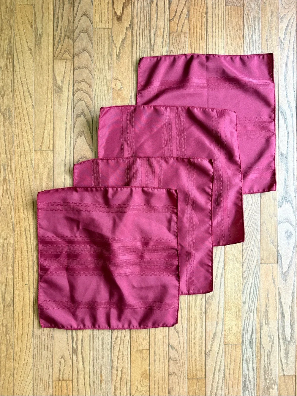 Set of Burgundy Satin Napkins - 4 Pack